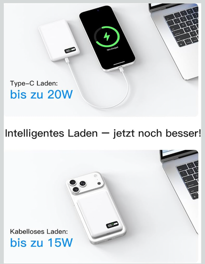 Bolvunes MagSafe-Powerbank 5.000 mAh mit Qi2 und Digitalanzeige