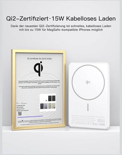 Bolvunes MagSafe-Powerbank 5.000 mAh mit Qi2 und Digitalanzeige