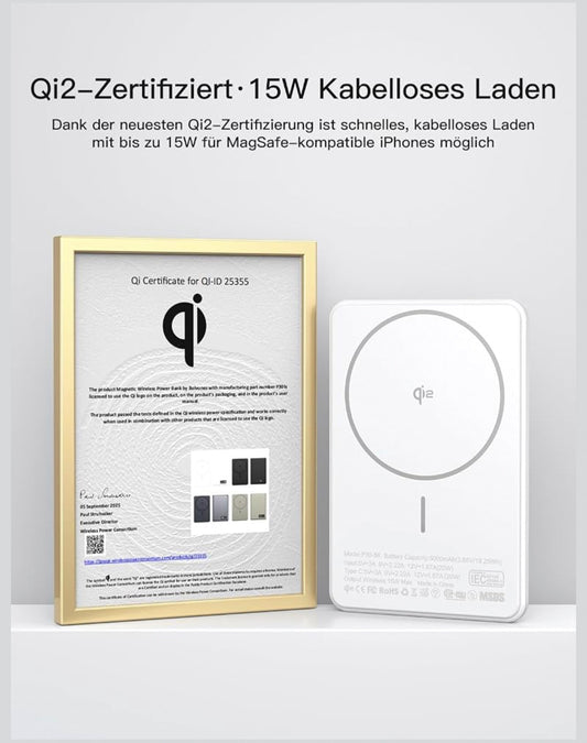 Bolvunes MagSafe-Powerbank 5.000 mAh mit Qi2 und Digitalanzeige